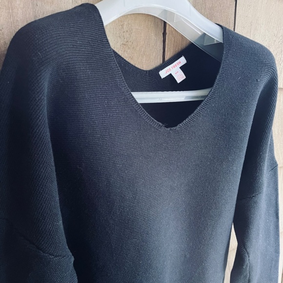 Black 💯 Cotton V-neck Knitted Sweater Pullover Joe Fresh, size M - Picture 4 of 11